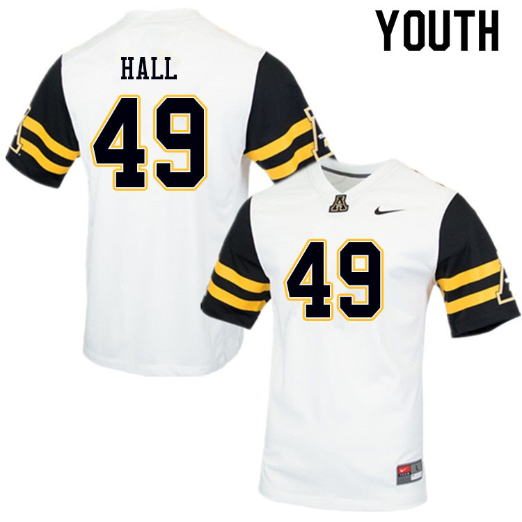 Youth #49 Blythe Hall Appalachian State Mountaineers College Football Jerseys Sale-White - Click Image to Close